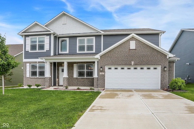 5812 Flat Hill Dr, Indianapolis, IN 46239 - craftsman-style house featuring concrete driveway, brick siding, a front lawn, and an attached garage