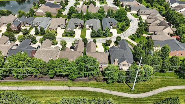 15410 Mission Hills Dr, Carmel, IN 46033 - aerial view of residential area with property parcel outlined and a large body of water