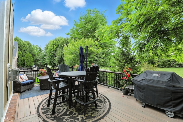 15410 Mission Hills Dr, Carmel, IN 46033 - deck with outdoor dining area and area for grilling