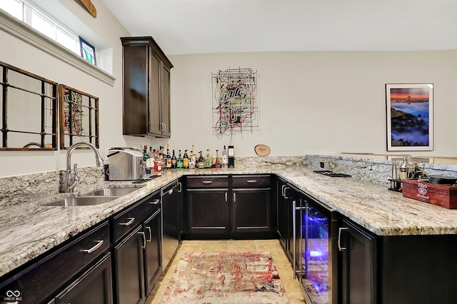 15410 Mission Hills Dr, Carmel, IN 46033 - indoor wet bar with wine cooler and stainless steel dishwasher