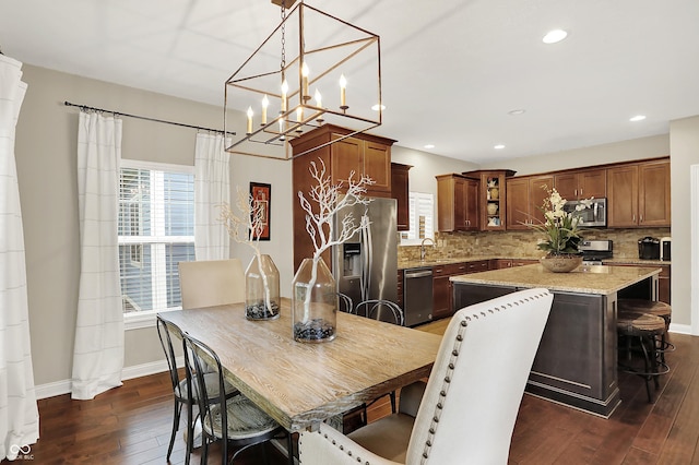 15410 Mission Hills Dr, Carmel, IN 46033 - dining room featuring dark wood-style flooring and recessed lighting