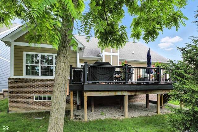 15410 Mission Hills Dr, Carmel, IN 46033 - rear view of house featuring brick siding and a deck
