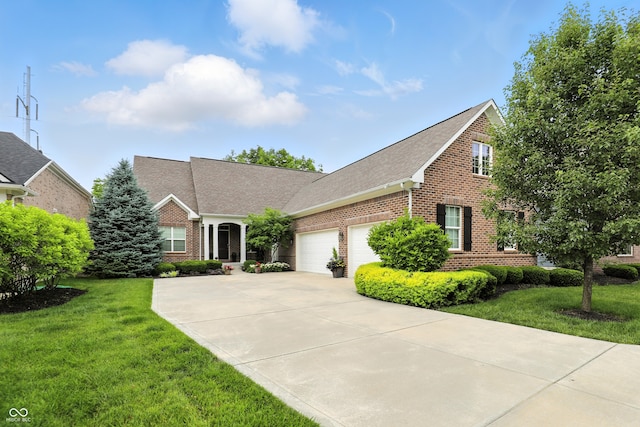 15410 Mission Hills Dr, Carmel, IN 46033 - traditional-style home with brick siding, an attached garage, a front yard, and a shingled roof