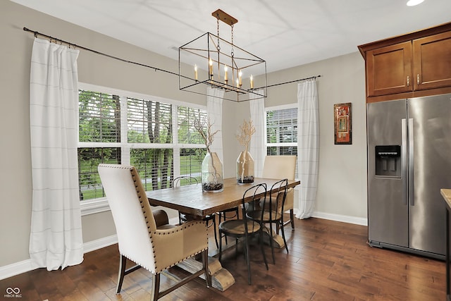 15410 Mission Hills Dr, Carmel, IN 46033 - dining space featuring a chandelier and dark wood finished floors