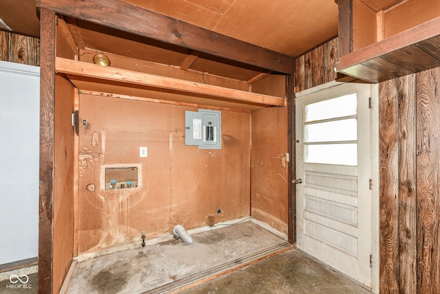 823 Rustic Rd, Anderson, IN 46013 - washroom featuring electric panel and hookup for a washing machine