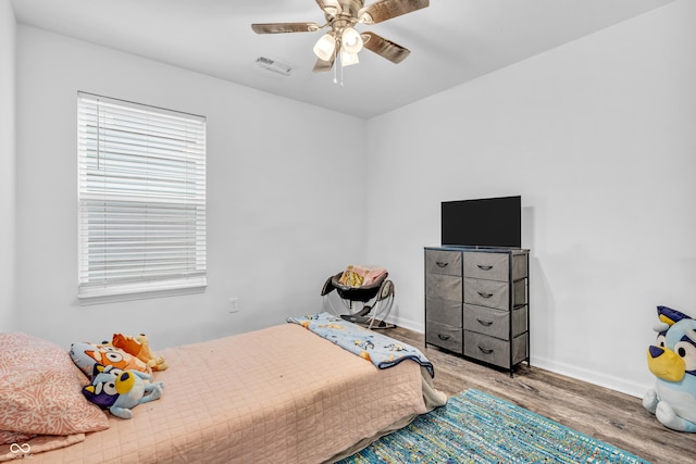 1181 S Aberdeen Dr, Franklin, IN 46131 - bedroom featuring wood finished floors and a ceiling fan