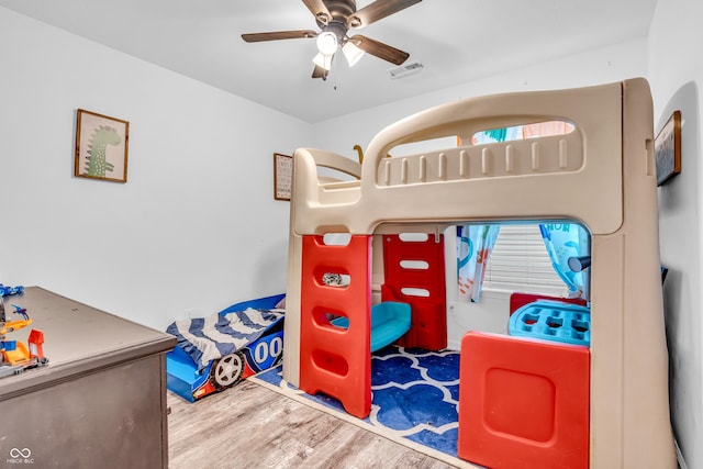 1181 S Aberdeen Dr, Franklin, IN 46131 - bedroom featuring wood finished floors and a ceiling fan