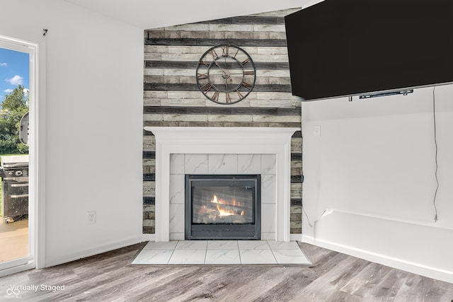 1181 S Aberdeen Dr, Franklin, IN 46131 - detailed view of wood finished floors and a tiled fireplace