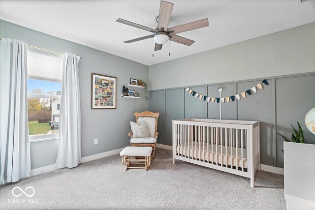 8547 Winton Pl, Pendleton, IN 46064 - carpeted bedroom featuring a crib and ceiling fan