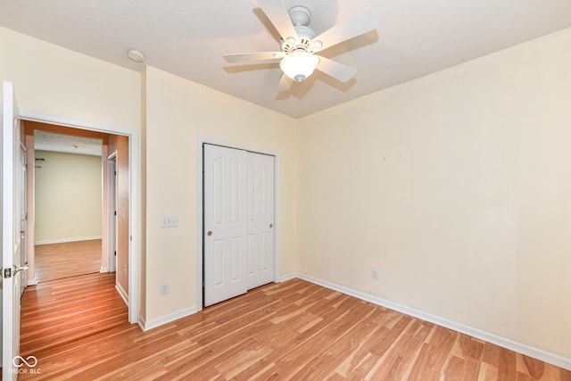 15946 Marsala Dr, Fishers, IN 46037 - unfurnished bedroom featuring light wood finished floors, a closet, and a ceiling fan