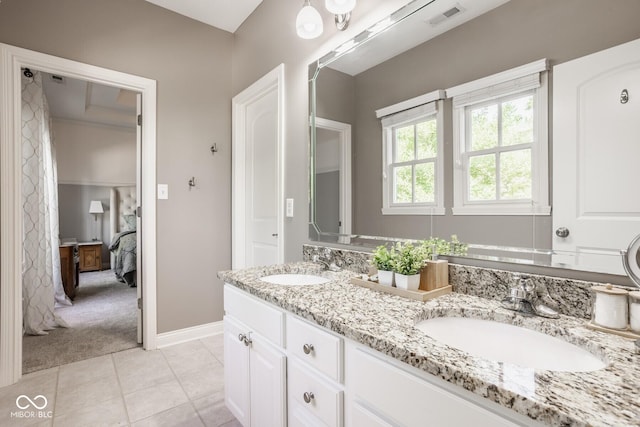12505 Branford St, Carmel, IN 46032 - ensuite bathroom with double vanity and tile patterned flooring