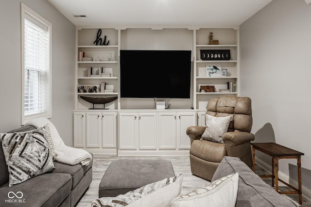 12505 Branford St, Carmel, IN 46032 - living area with light wood-type flooring and built in features