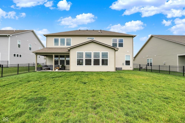 4250 Blackford Rd, Bargersville, IN 46106 - back of property with outdoor lounge area, a fenced backyard, and a patio