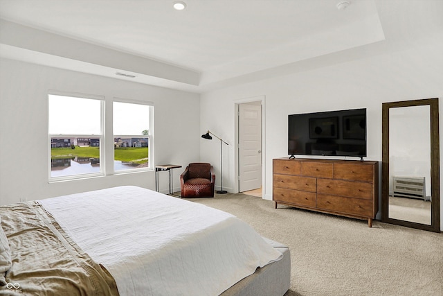 4250 Blackford Rd, Bargersville, IN 46106 - bedroom with light carpet, a tray ceiling, and recessed lighting