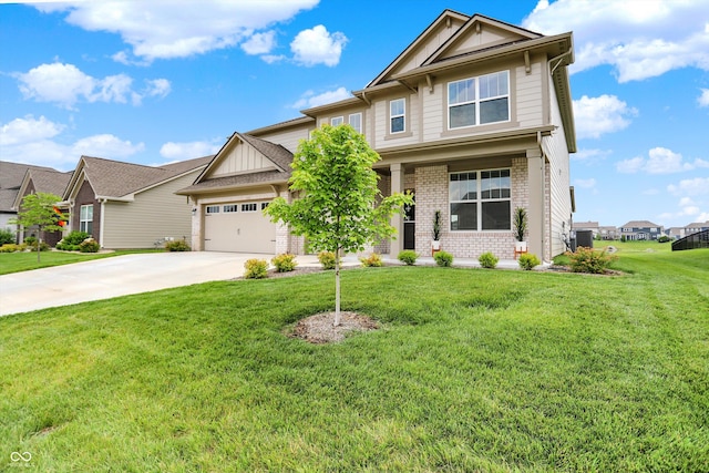4250 Blackford Rd, Bargersville, IN 46106 - craftsman-style home with brick siding, concrete driveway, a garage, a front yard, and a residential view