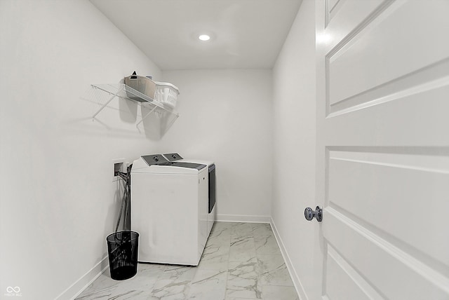 4250 Blackford Rd, Bargersville, IN 46106 - washroom with light marble finish floors and washer and clothes dryer