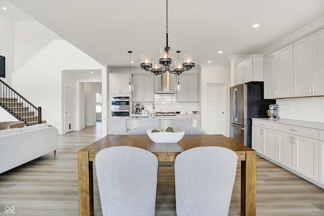 4250 Blackford Rd, Bargersville, IN 46106 - dining room featuring a chandelier, light wood-type flooring, and recessed lighting