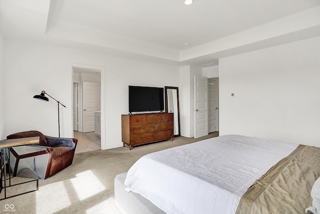 4250 Blackford Rd, Bargersville, IN 46106 - bedroom featuring a tray ceiling, light carpet, and recessed lighting