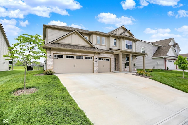 4250 Blackford Rd, Bargersville, IN 46106 - craftsman-style home featuring board and batten siding, driveway, brick siding, and a front yard