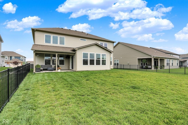 4250 Blackford Rd, Bargersville, IN 46106 - back of house with outdoor lounge area, a fenced backyard, and a patio area