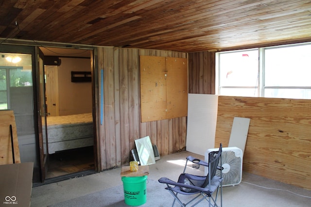 515 Hawthorne Ave, Anderson, IN 46011 - misc room featuring wooden ceiling and wooden walls
