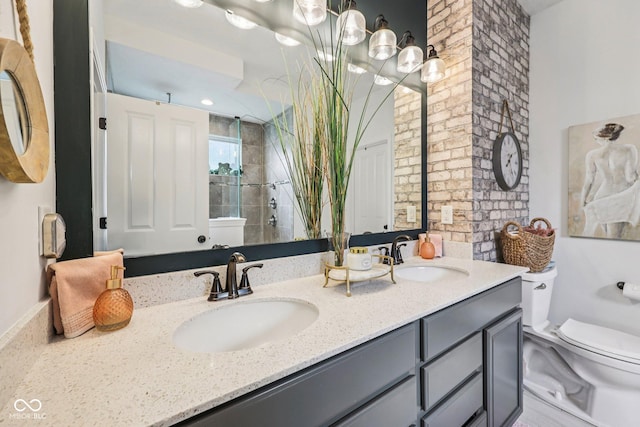 19281 Scofield Ridge Blvd, Westfield, IN 46074 - bathroom with double vanity and tiled shower
