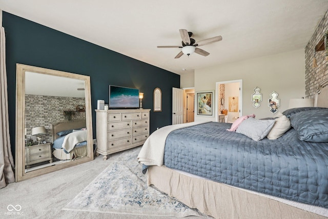 19281 Scofield Ridge Blvd, Westfield, IN 46074 - bedroom with carpet floors, connected bathroom, and a ceiling fan