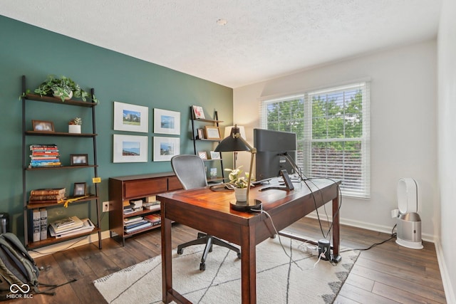 427 Quincy Pl, Westfield, IN 46074 - home office with hardwood / wood-style flooring and a textured ceiling