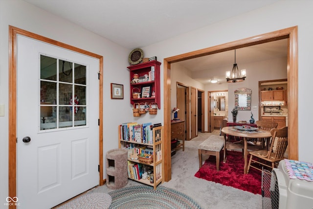 5515 Gateridge Ln, Indianapolis, IN 46237 - carpeted dining space featuring a chandelier