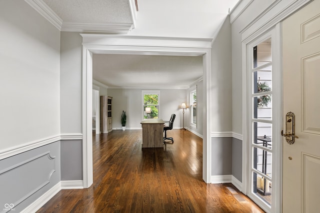 4443 Mallard Pt, Columbus, IN 47201 - corridor featuring dark wood-type flooring and ornamental molding