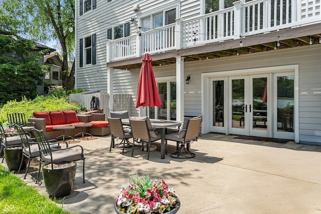 4443 Mallard Pt, Columbus, IN 47201 - patio / terrace with an outdoor hangout area, french doors, a patio area, and outdoor dining area