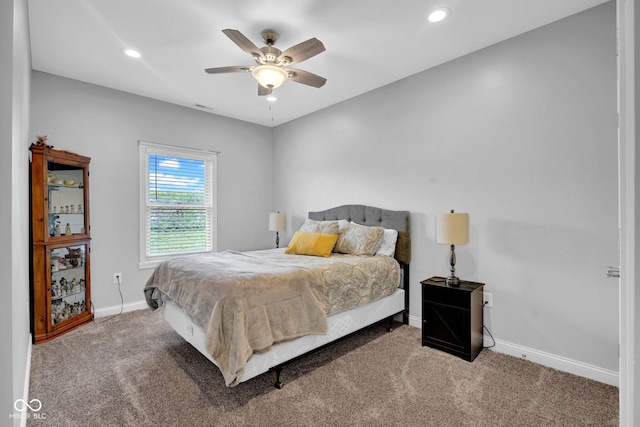 3072 W Glacier Dr, Monrovia, IN 46157 - bedroom with carpet floors, ceiling fan, and recessed lighting