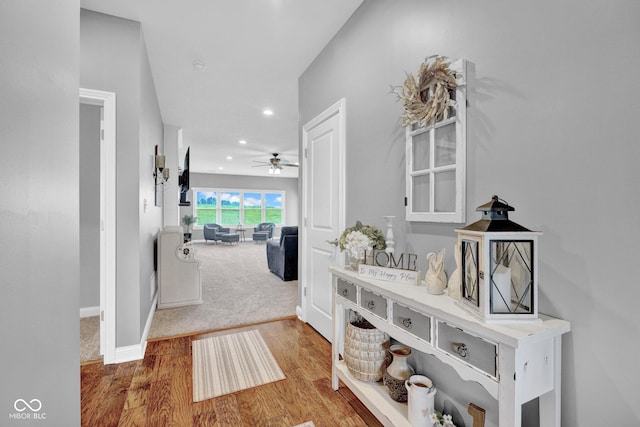 3072 W Glacier Dr, Monrovia, IN 46157 - hall featuring wood finished floors and recessed lighting