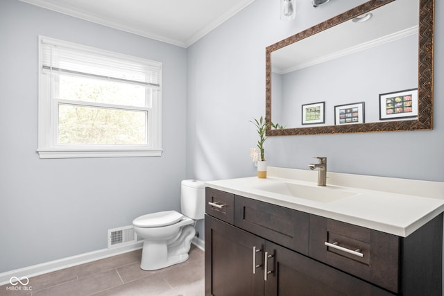7629 Candlewood Ln, Indianapolis, IN 46250 - bathroom featuring vanity, crown molding, and tile patterned flooring