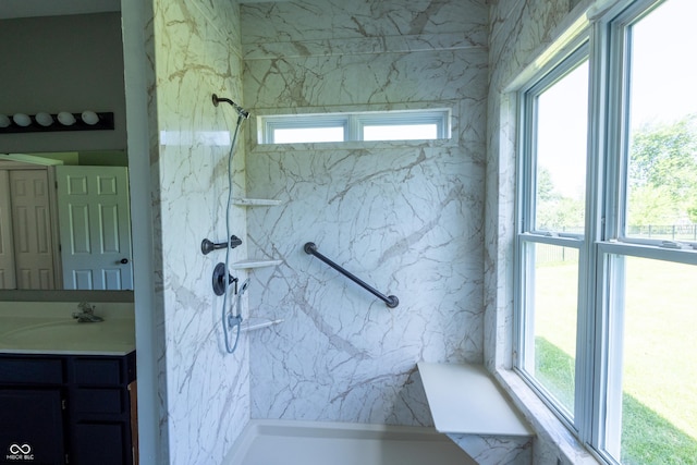 3610 Homestead Pl, Plainfield, IN 46168 - bathroom with a marble finish shower and vanity