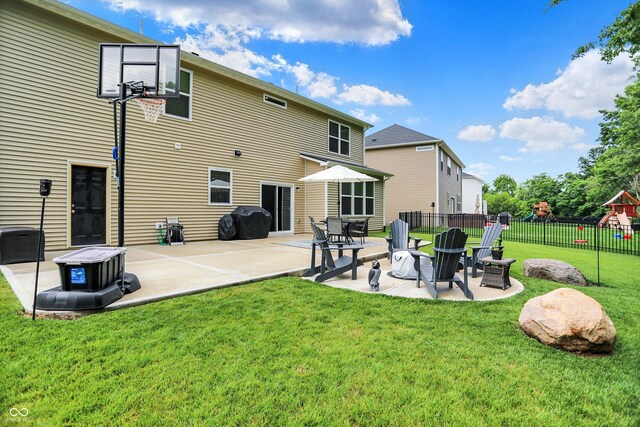 5306 Lavender Dr, Plainfield, IN 46168 - back of house featuring a playground and a patio