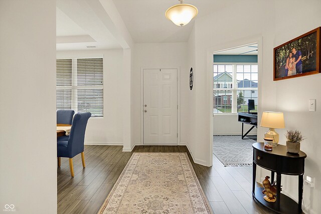 5306 Lavender Dr, Plainfield, IN 46168 - entrance foyer featuring dark wood-style flooring and baseboards