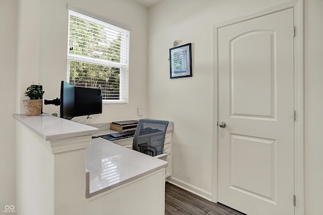 5306 Lavender Dr, Plainfield, IN 46168 - home office featuring dark wood-type flooring and baseboards