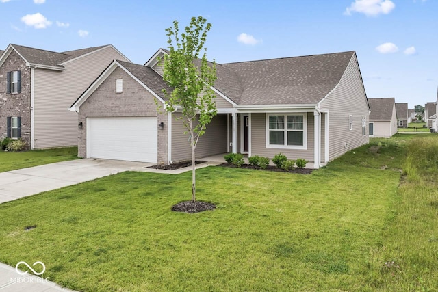 10107 Camp Creek Way, Indianapolis, IN 46229 - traditional-style house featuring concrete driveway, an attached garage, a front lawn, and a shingled roof