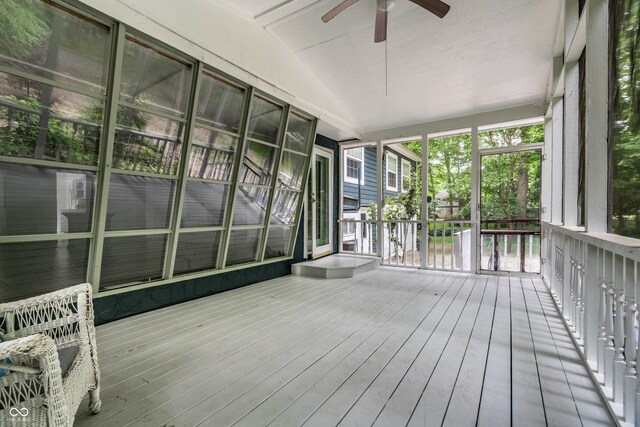 1515 Randall Rd, Indianapolis, IN 46240 - unfurnished sunroom with a ceiling fan and lofted ceiling