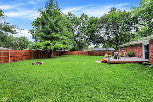 4132 Tincher Rd, Indianapolis, IN 46221 - fenced backyard featuring a deck and a fire pit