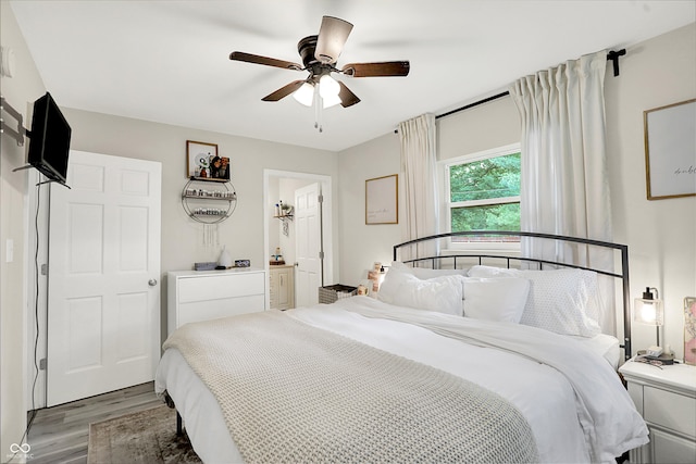 4132 Tincher Rd, Indianapolis, IN 46221 - bedroom featuring wood finished floors and a ceiling fan