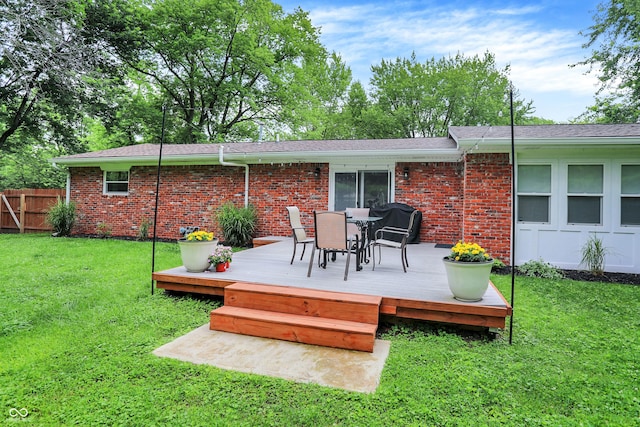 4132 Tincher Rd, Indianapolis, IN 46221 - back of house with a deck, brick siding, and outdoor dining space