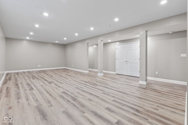 11266 Old Stone Dr, Indianapolis, IN 46236 - finished below grade area with recessed lighting and light wood-type flooring