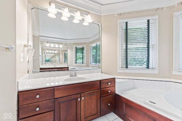 11266 Old Stone Dr, Indianapolis, IN 46236 - bathroom featuring crown molding and vanity