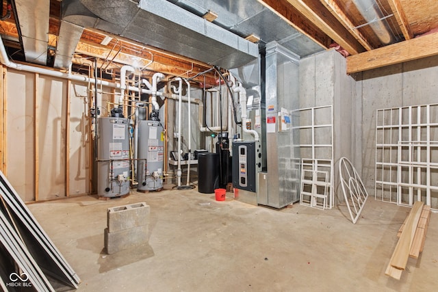 11266 Old Stone Dr, Indianapolis, IN 46236 - unfinished basement with gas water heater and heating unit