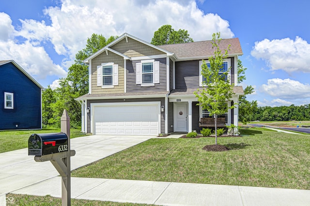6332 Card Blvd, Indianapolis, IN 46221 - traditional-style home featuring driveway, an attached garage, a front lawn, and a shingled roof