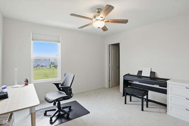 633 Cowley Dr, Westfield, IN 46074 - office area with ceiling fan and light carpet