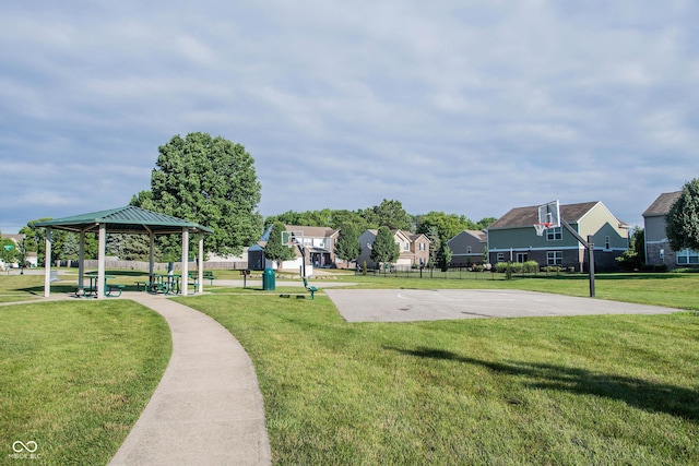 13829 Black Canyon Ct, Fishers, IN 46038 - view of community with a gazebo, a yard, and a residential view