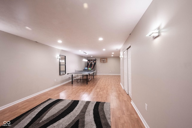 13829 Black Canyon Ct, Fishers, IN 46038 - playroom with light wood-style flooring and recessed lighting